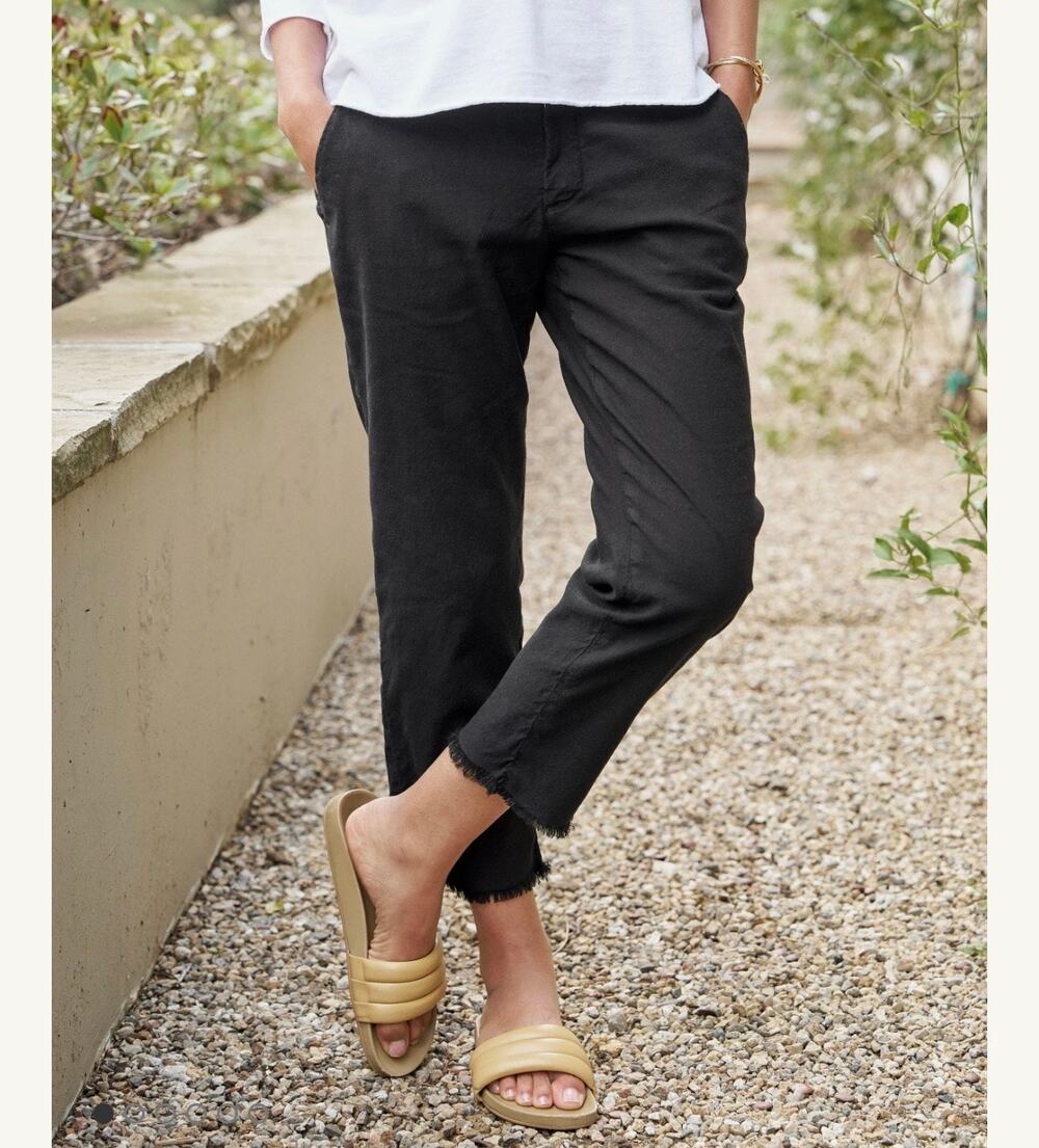 Frank & Eileen Wicklow Italian Chino Pants Rose Black Size 4 Cropped Raw Hem